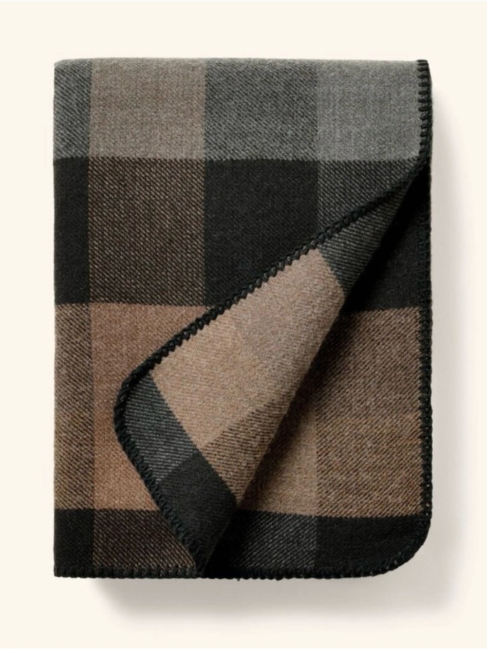 Woolrich Oversized Plaid Throw - Brown & Black - Picture 5 of 8